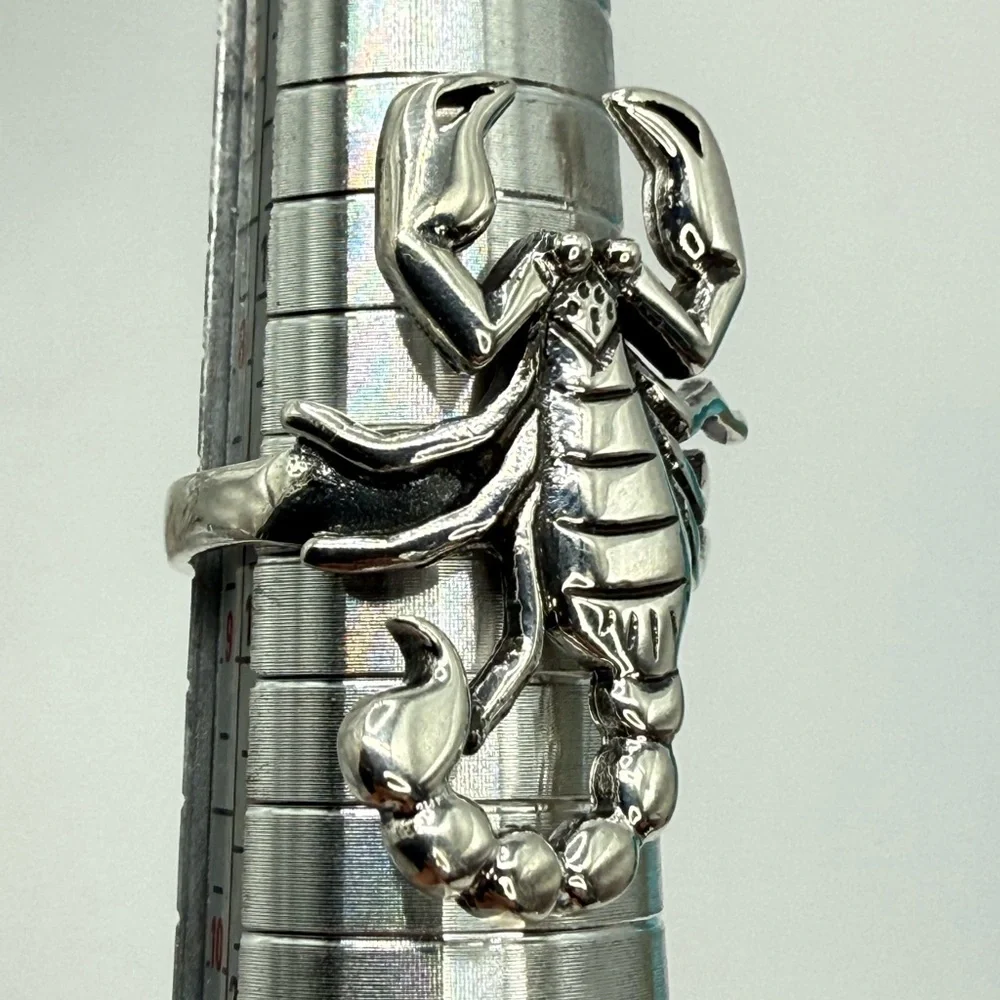 Vintage Navajo Sterling Silver Scorpion Statement Ring – Size 8.5, Signed “S”